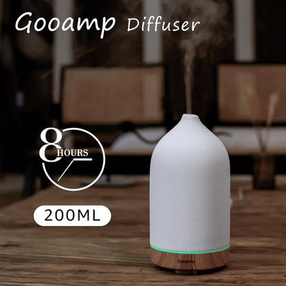 200ML Ceramic Diffuser with Wood Grain Base