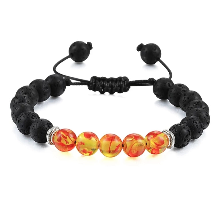 Adjustable Lava Stone Bracelet - Orange